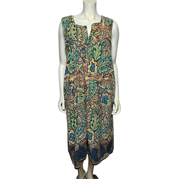 Bobbie Brooks Floral Cotton Tunic Dress Size L (14/16) Vibrant Pattern - Picture 1 of 9
